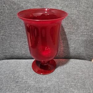 Mid Century Italian Murano hand-blown and optic molded 5 5/8 inch ruby vase